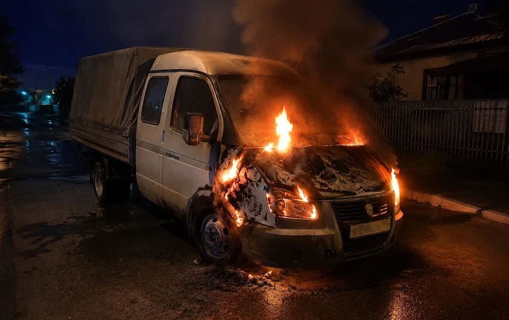В Кизеле ночью загорелся грузовой автомобиль