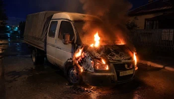 В Кизеле ночью загорелся грузовой автомобиль